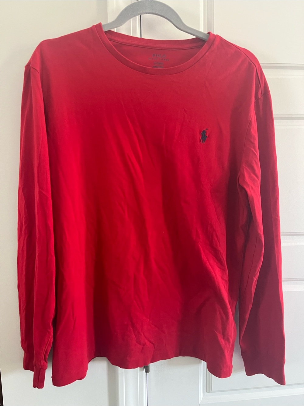 Polo by Ralph Lauren Long-Sleeve Crewneck Tee - Red with Navy Pony